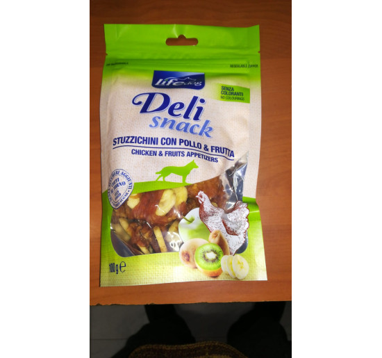 Life dog deli snack stuzzichini con pollo e banana gr 100