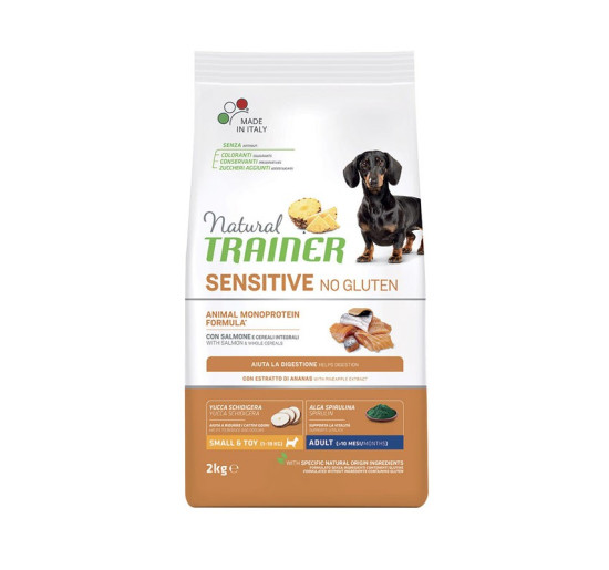 Natural trainer sensitive small e toy salmone e cereali integrali kg 2