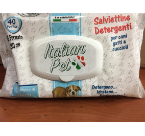 Italian pet salviette detergenti per cani, gatti e cuccioli talco 30*20 conf 40 pz