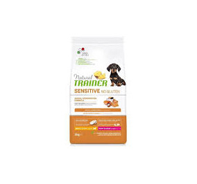 Natural trainer sensitive small e toy puppy con salmone e cereali integrali kg 2