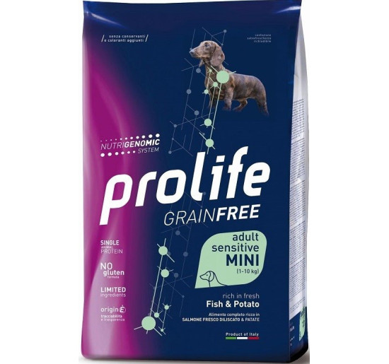 Prolife grainfree adult sensitive mini pesce e patate gr 600