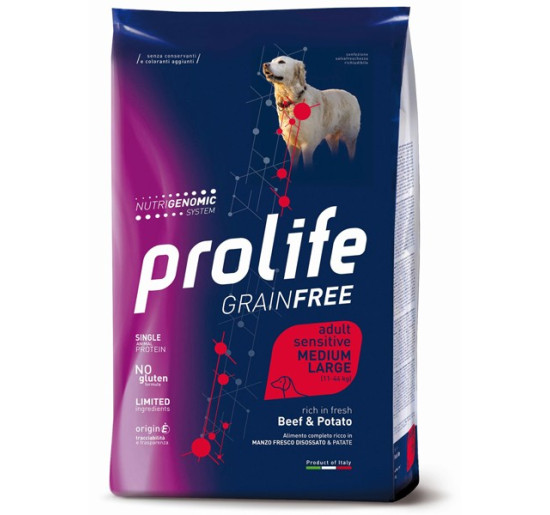 Prolife greinfree adult sensitive medium e large manzo e patate kg 2,5