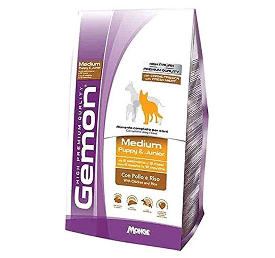 Gemon medium puppy e junior pollo e riso kg 15