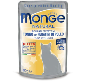 Monge natural kitten tonno con fegatini di pollo gr 80