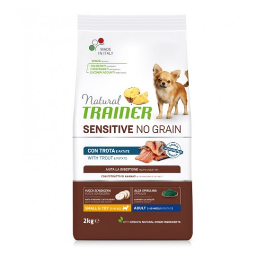 Natural trainer sensitive no grain small e toy trota e patate kg 2