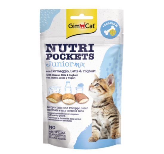 Gimcat nutri pockets junior mix con formaggio, latte & yoghurt gr 60