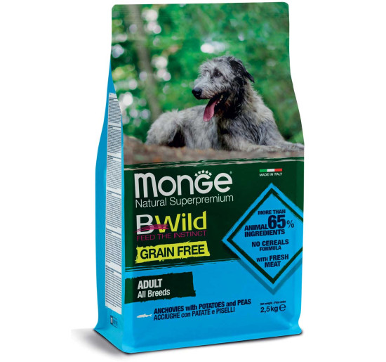 Monge BWild adult all breed acciughe con patate e piselli kg 2,5