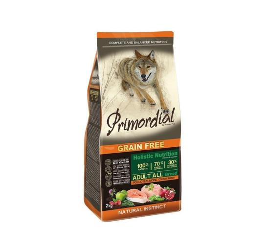 Primordial grain free adult all breed pollo e salmone kg 2