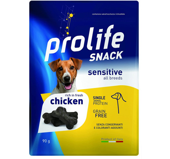 Prolife snack sensitive all breeds con pollo gr 90