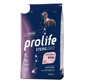 Prolife sterilised sensitive mini con maiale e riso gr 600