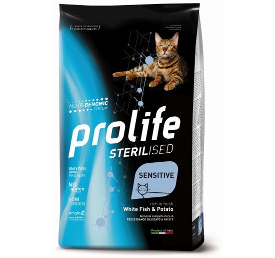 Prolife sterilised sensitive con pesce bianco e patate gr 400