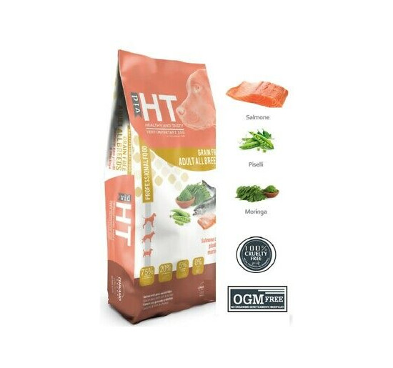 Ht grain free adult all breeds salmone con piselli e moringa kg 1,5