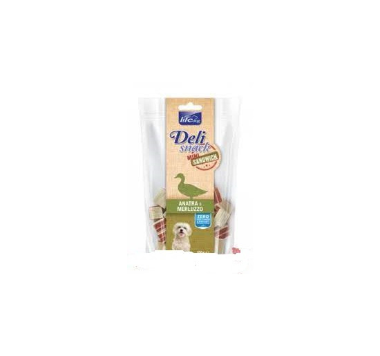 Life dog deli snack mini sandwich con anatra e merluzzo gr 100