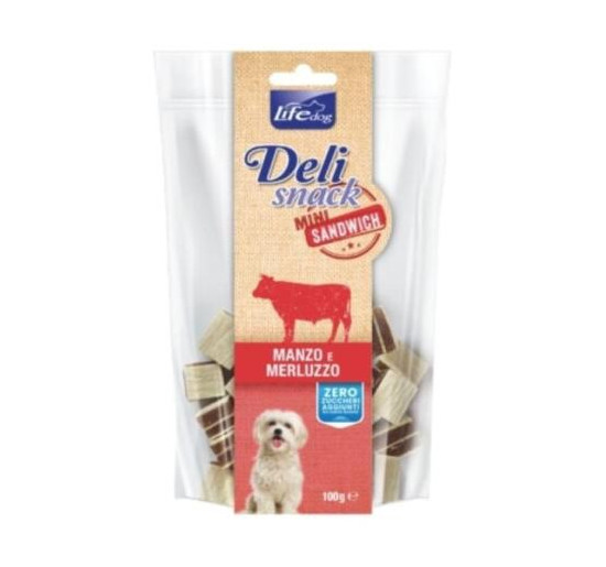 Life dog deli snack mini sandwich con manzo e merluzzo gr 100